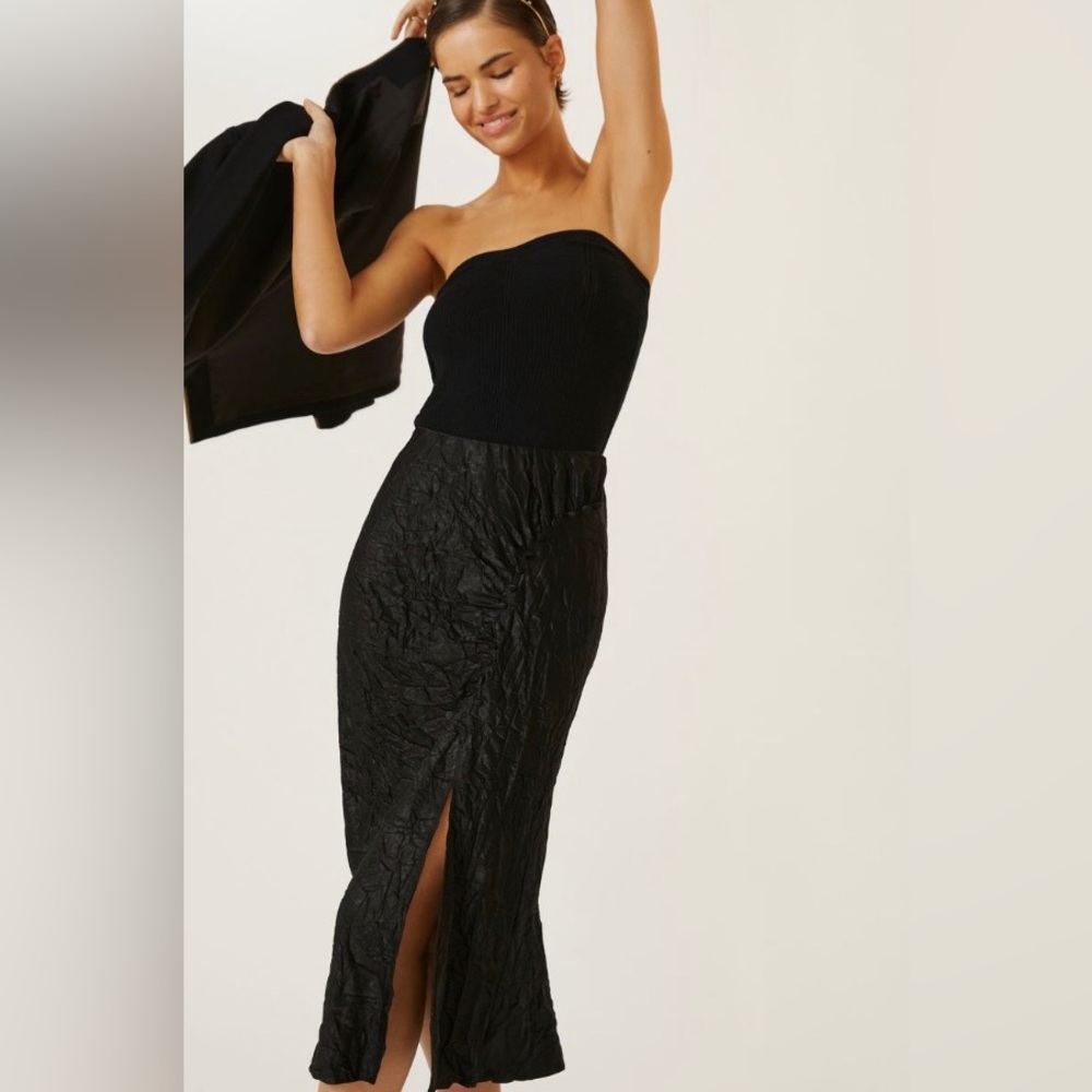 Textured Shimmer Midi Skirt